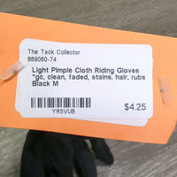 Light Pimple Cloth Riding Gloves *gc, clean, faded, stains, hair, rubs
