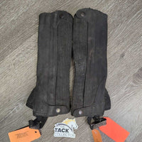 Synthetic Half Chaps *gc/fair, v.frayed, rubbed, mnr dirt & stains, v.stretched elastic
