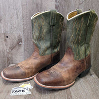 BOYS Square Toe Western Boots *xc, clean, toes: mnr dings, slices, scuffs & rubs
