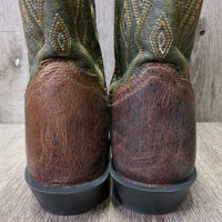 BOYS Square Toe Western Boots *xc, clean, toes: mnr dings, slices, scuffs & rubs
