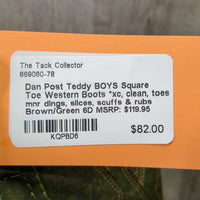 BOYS Square Toe Western Boots *xc, clean, toes: mnr dings, slices, scuffs & rubs
