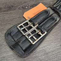 Padded Leather Short Girth, 2x els *gc, older, clean, rubs, faded, film, v.stiff elastic, stretched keepers
