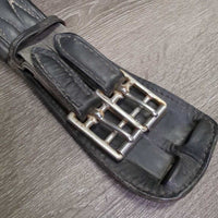 Padded Leather Short Girth, 2x els *gc, older, clean, rubs, faded, film, v.stiff elastic, stretched keepers
