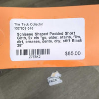 Shaped Padded Short Girth, 2x els *gc, older, stains, film, dirt, creases, dents, dry, stiff

