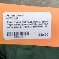 Lycra Full Face Slinky, zipper *vgc, clean, stretched els, mnr hair, rubs, pills & frays

