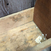 Unfinished Particle Board Grooming Box *gc/fair, older, dirty, stained, rough sides, dents/gouges, loose screw, split wood

