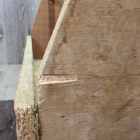 Unfinished Particle Board Grooming Box *gc/fair, older, dirty, stained, rough sides, dents/gouges, loose screw, split wood
