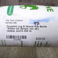 Leg & Muscle Rub Bottle *4/5ths full, dented, mnr dirt, residue, scuffs
