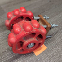 Wall Mount Rolling Apple Treat Holder, 4 bolts, 1 missing nut & washer *gc, dirty, rust
