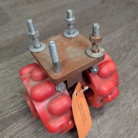 Wall Mount Rolling Apple Treat Holder, 4 bolts, 1 missing nut & washer *gc, dirty, rust
