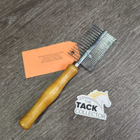 Double Sided Wood Handle Metal De-Matting Comb/Quarter Marking Comb *vgc/gc, mnr residue, dents
