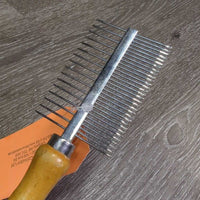 Double Sided Wood Handle Metal De-Matting Comb/Quarter Marking Comb *vgc/gc, mnr residue, dents
