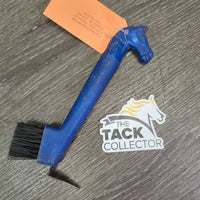 Horse Head Plastic Hoof Pick, Bristle Brush *gc, rubs, scrapes, stains, mnr bent, crack
