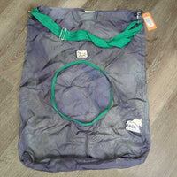 Light Nylon Hay Bag *gc/fair, v.faded, older, scrapes, peeling, discolored, clean, holes
