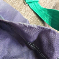 Light Nylon Hay Bag *gc/fair, v.faded, older, scrapes, peeling, discolored, clean, holes
