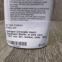 Citronella Insect Repellaent Bottle, w aloe vera *full?, mnr dirt, residue, older
