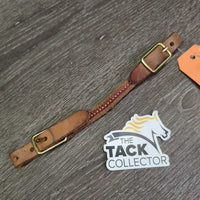Thick Narrow Center Stitched Leather Curb - Chin Strap, buckles *vgc, mnr rubs, stains, clean, edge scrapes
