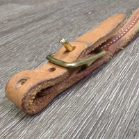 Thick Narrow Center Stitched Leather Curb - Chin Strap, buckles *vgc, mnr rubs, stains, clean, edge scrapes
