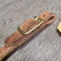 Thick Narrow Center Stitched Leather Curb - Chin Strap, buckles *vgc, mnr rubs, stains, clean, edge scrapes
