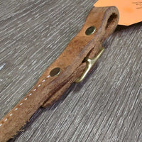 Thick Narrow Center Stitched Leather Curb - Chin Strap, buckles *vgc, mnr rubs, stains, clean, edge scrapes
