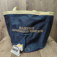 Hvy Grooming Tote Bag, inside mesh pockets, "Champ Calgary Arabian" *gc, mnr stains, holes, snags & rubs, older, mnr hay residue

