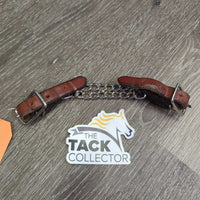Double Chain Leather Curb Strap. buckles *vgc/gc, mnr dents, stains, film, rust, twist

