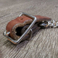 Double Chain Leather Curb Strap. buckles *vgc/gc, mnr dents, stains, film, rust, twist
