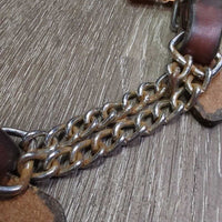 Double Chain Leather Curb Strap. buckles *vgc/gc, mnr dents, stains, film, rust, twist
