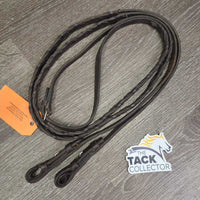 Narrow Thin Braided Reins *gc, dirt/residue, scrapes?chews, dry, stiff
