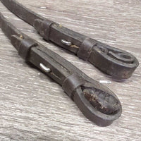 Narrow Thin Braided Reins *gc, dirt/residue, scrapes?chews, dry, stiff

