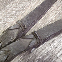 Narrow Thin Braided Reins *gc, dirt/residue, scrapes?chews, dry, stiff
