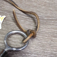SS Sweet Iron Western Argentine Bit, leather lace *gc, clean, rust spots, chews & scratches

