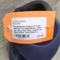 Pr Hard Shell No Turn Bell Boots, velcro *gc, cakey dirt, pilly, rubbed torn edge, scuffs
