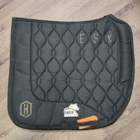 Quilt Dressage Pad, non slip top, bling, piping *vgc, clean, mnr hair, rubs, threads, puckers, holey edges, creases, faded
