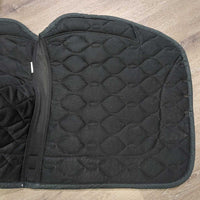 Quilt Dressage Pad, non slip top, bling, piping *vgc, clean, mnr hair, rubs, threads, puckers, holey edges, creases, faded
