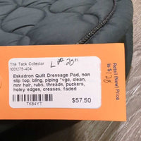 Quilt Dressage Pad, non slip top, bling, piping *vgc, clean, mnr hair, rubs, threads, puckers, holey edges, creases, faded

