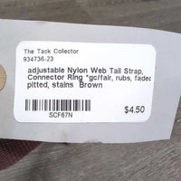 adjustable Nylon Web Tail Strap, Connector Ring *gc/fair, rubs, faded, pitted, stains
