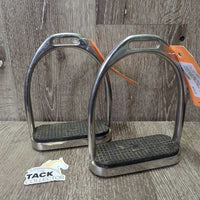 Pr Hvy Stirrup Irons, rubber grips *vgc, clean, mnr residue, scuffs
