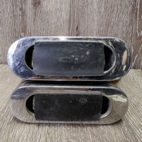 Pr Hvy Stirrup Irons, rubber grips *vgc, clean, mnr residue, scuffs
