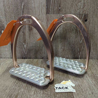 Pr "Siena Sloped" Stirrup Irons, spike grips, special order *xc/vgc, clean, mnr residue, scuffs
