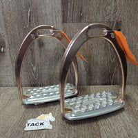 Pr "Siena Sloped" Stirrup Irons, spike grips, special order *xc/vgc, clean, mnr residue, scuffs
