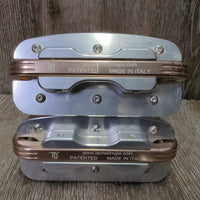 Pr "Siena Sloped" Stirrup Irons, spike grips, special order *xc/vgc, clean, mnr residue, scuffs
