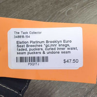 Euro Seat Breeches *gc,mnr snags, faded, puckers, curled inner waist, seam puckers & undone seam stitching, discolored seat & legs
