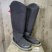 Tall Neoprene Winter Riding Boots, zips *gc, stiff zips, dirt, hair, rubs, pills
