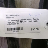 Tall Neoprene Winter Riding Boots, zips *gc, stiff zips, dirt, hair, rubs, pills
