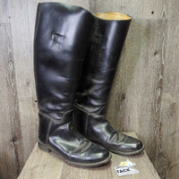 Dress Boots, Pull On, 2 Boot Pulls & brown plastic forms, black vinyl boot bag *gc, older, widened/extended, rubs, dust, scuffs peeled
