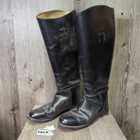 Dress Boots, Pull On, 2 Boot Pulls & brown plastic forms, black vinyl boot bag *gc, older, widened/extended, rubs, dust, scuffs peeled
