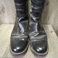 Dress Boots, Pull On, 2 Boot Pulls & brown plastic forms, black vinyl boot bag *gc, older, widened/extended, rubs, dust, scuffs peeled
