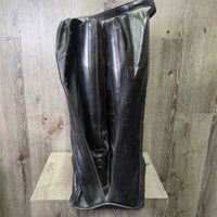 Dress Boots, Pull On, 2 Boot Pulls & brown plastic forms, black vinyl boot bag *gc, older, widened/extended, rubs, dust, scuffs peeled
