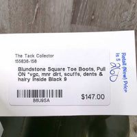 Square Toe Boots, Pull ON *vgc, mnr dirt, scuffs, dents & hairy inside
